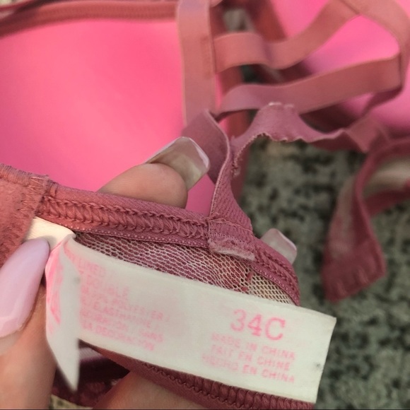 PINK Victoria’s Secret Pink & Cream Colored Floral Laced Bra Size 34C - Picture 7 of 7
